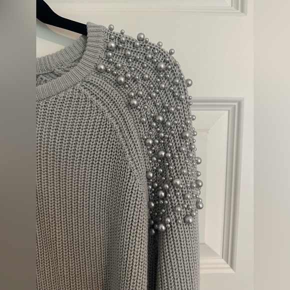 NWT Michelle Mason Faux Pearl-embellished Cotton Sweater - Picture 4 of 4